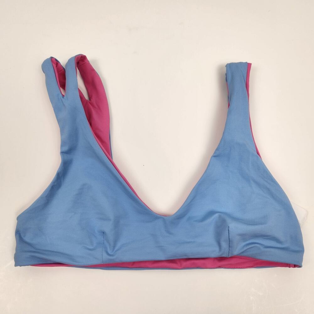 L*Space One Wave Reversible Bikini Top in Blue Pink Size Medium NWT